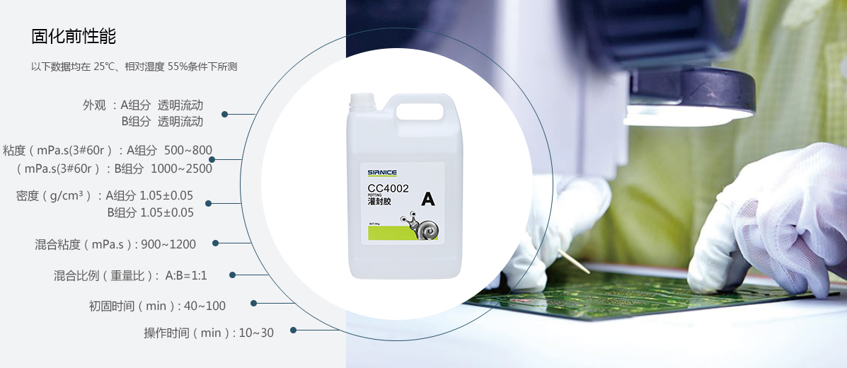 聚氨酯灌封膠灌封膠CC4002固化前性能參數(shù)